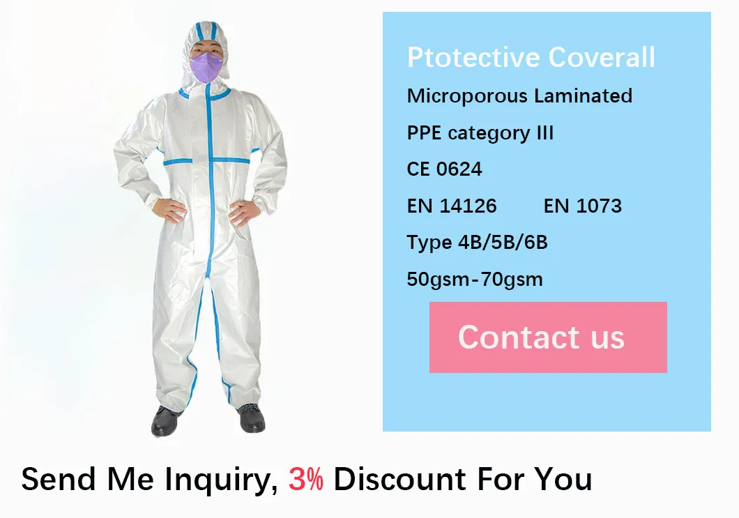 Traje de Seguridad En14126 Mono Desechable Microporoso Impermeable y Transpirable Ropa Protectora
