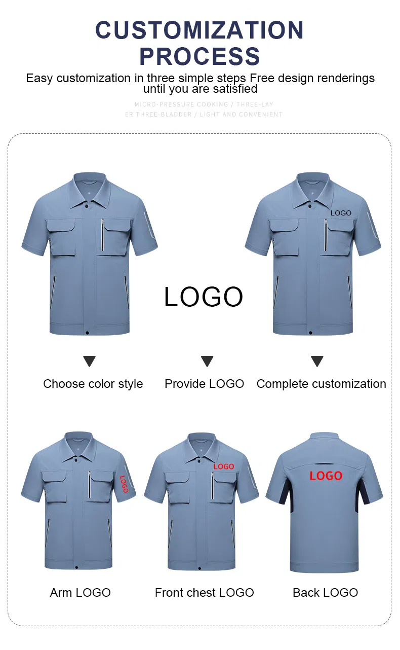 Camisa de trabajo de manga corta para hombres, de secado rápido, resistente al aceite, con múltiples bolsillos, ideal para la construcción y el trabajo en el suelo de la fábrica