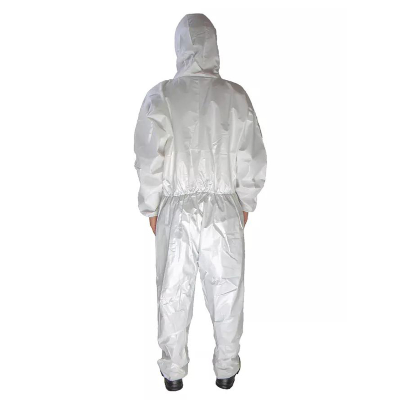 Traje desechable de PPE, ropa protectora de cuerpo completo con capucha y tira sellada para protección química