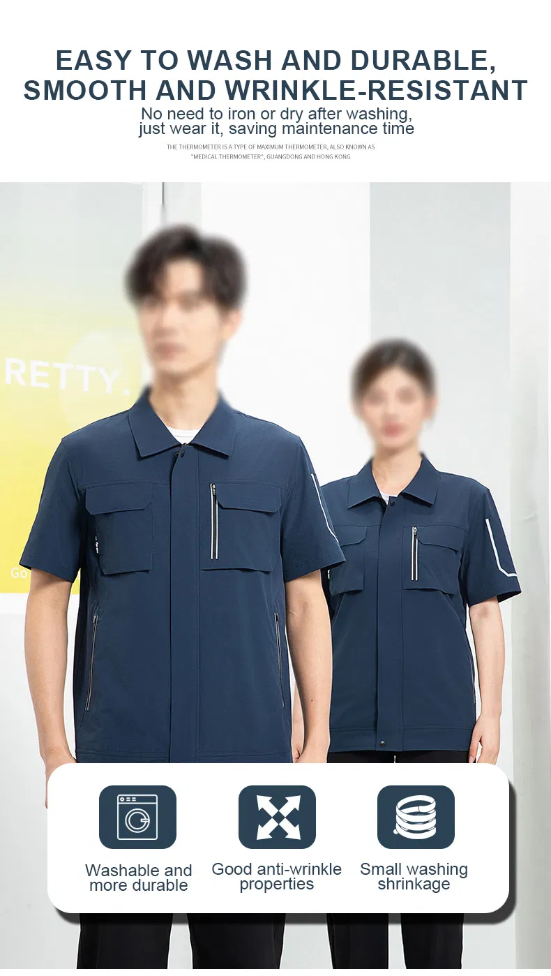 Camisa de trabajo de manga corta para hombres, de secado rápido, resistente al aceite, con múltiples bolsillos, ideal para la construcción y el trabajo en el suelo de la fábrica