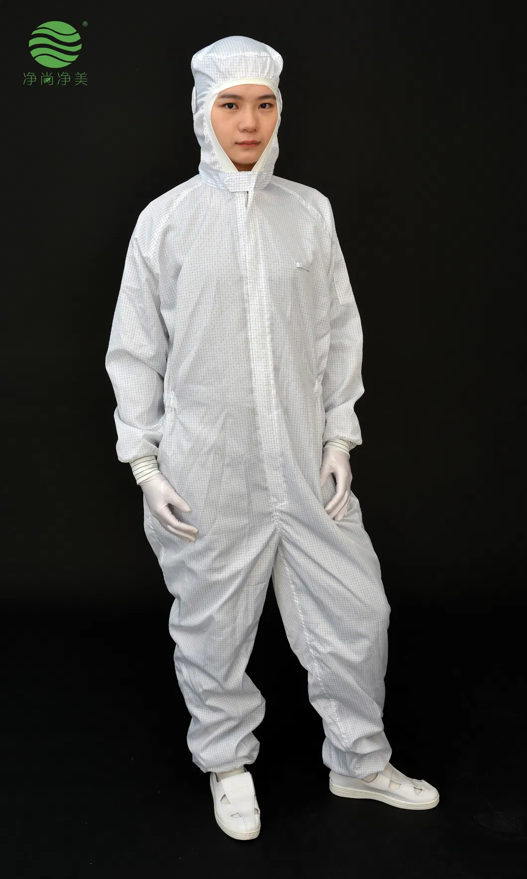 Ropa resistente al calor y antiestática para trabajadores de salas limpias de la industria biofarmacéutica con soporte para mascarilla