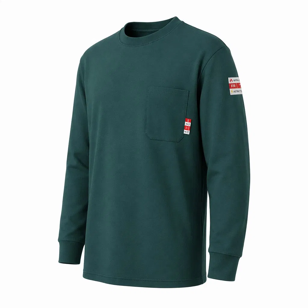 Sudadera de cuello redondo resistente a las llamas Nfpa 2112 ropa antistática para trabajadores de arco eléctrico