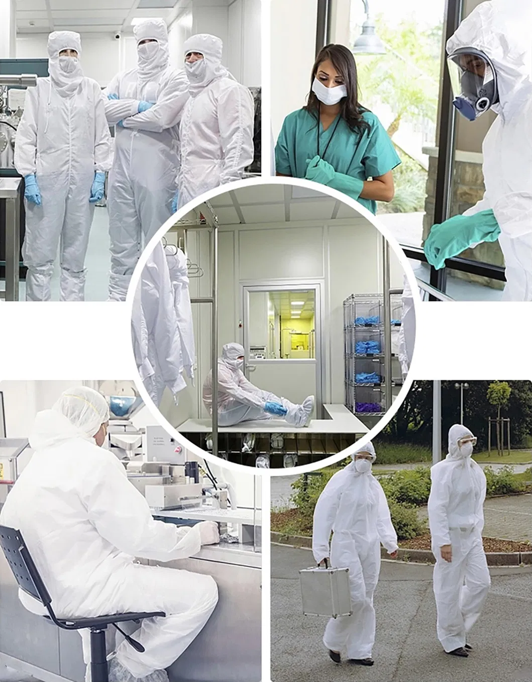 Traje de Protección Industrial Bata de Aislamiento Ropa Protectora Química
