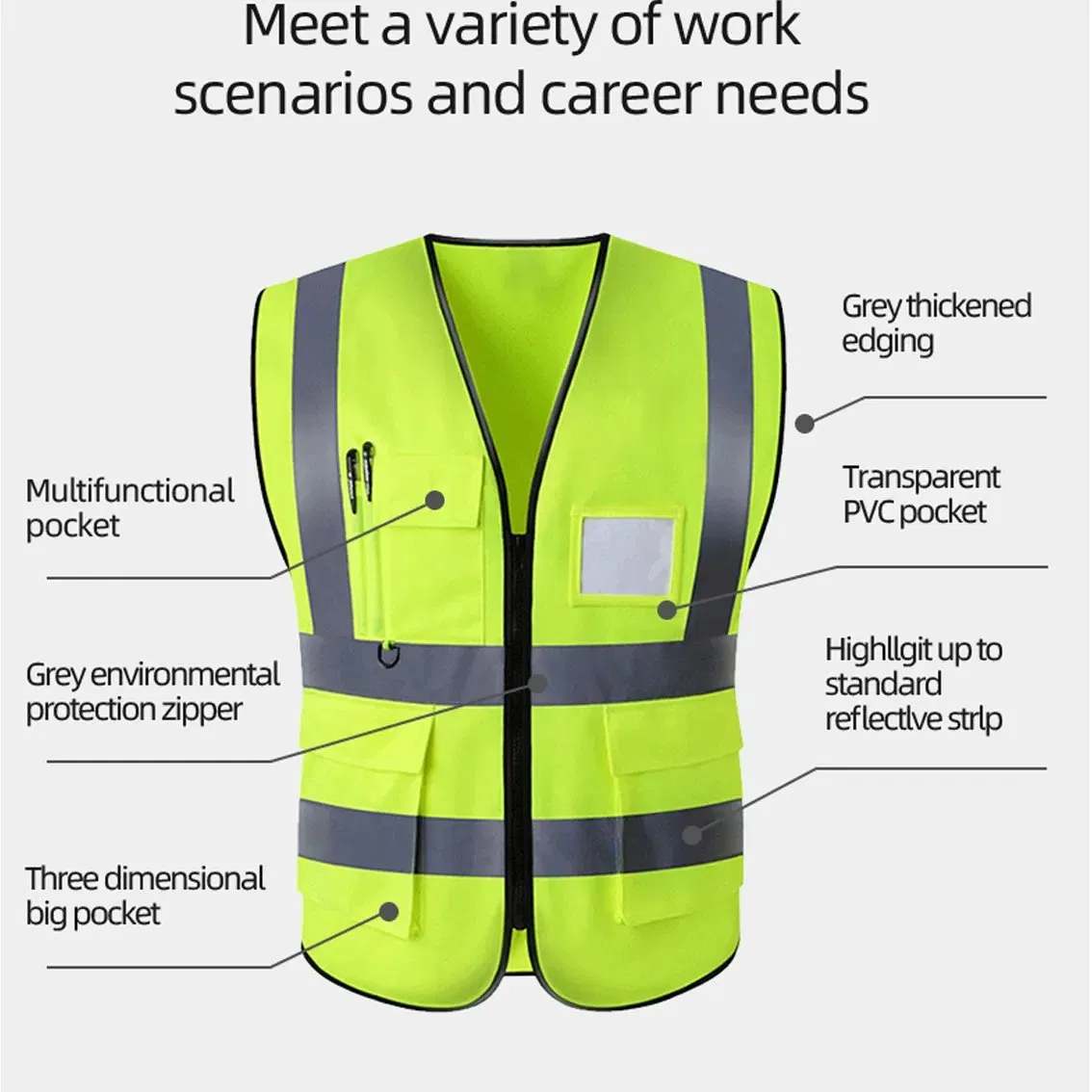 Ropa de seguridad reflectante de alta visibilidad personalizada para hombres trabajadores de saneamiento