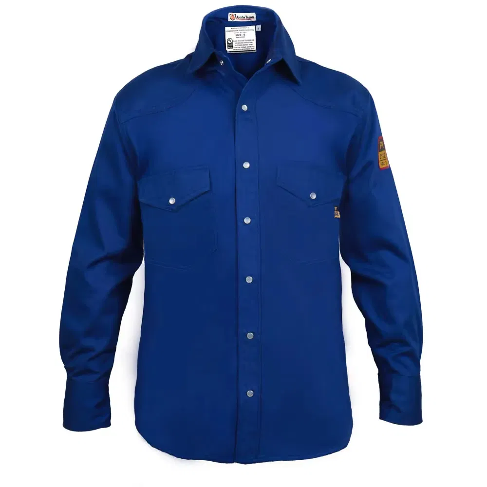 Ropa de trabajo a medida de fábrica Nfpa 2112 HRC 2 de algodón de manga larga retardante de llama antiestática resistente al fuego Fr ropa de seguridad