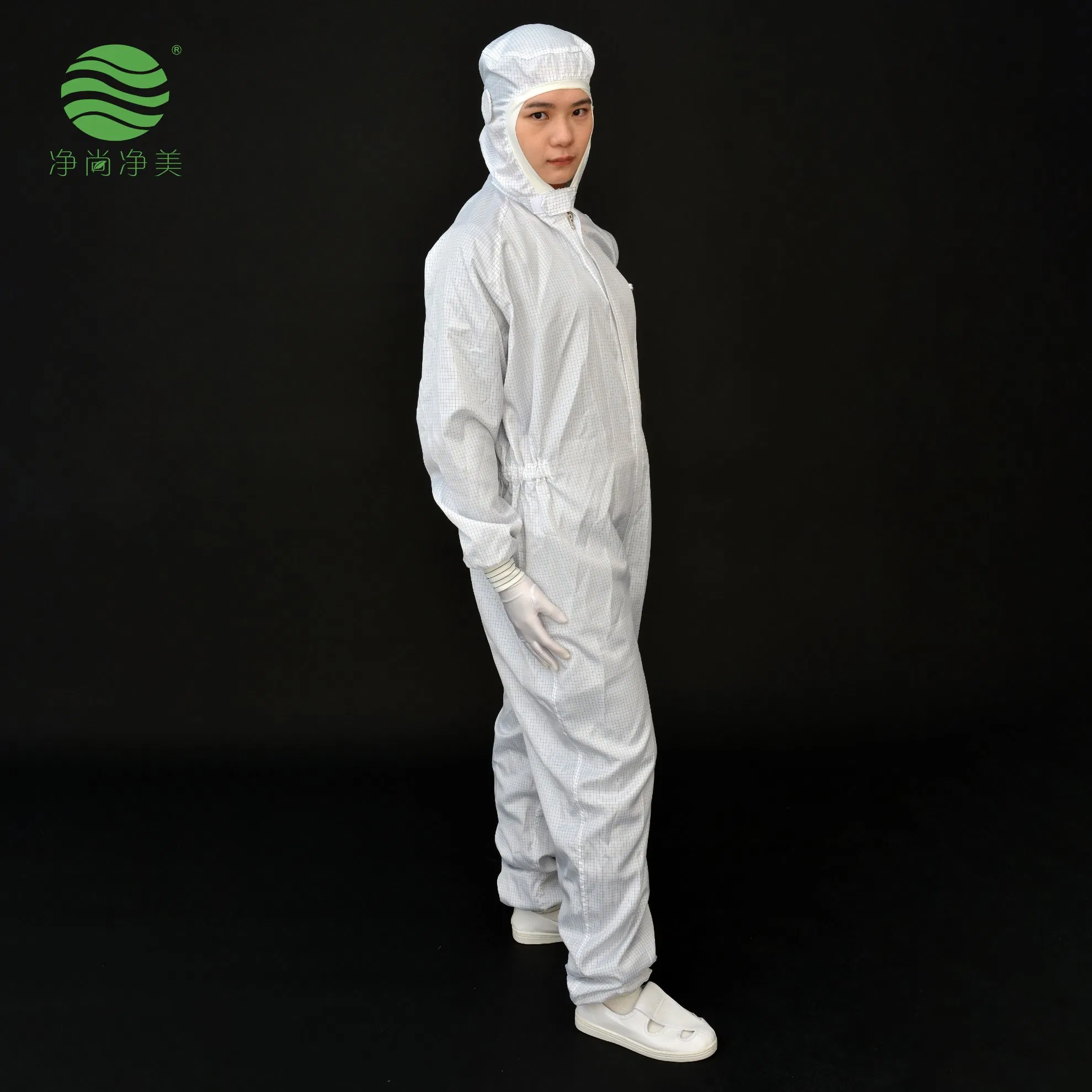 Ropa resistente al calor y antiestática para trabajadores de salas limpias de la industria biofarmacéutica con soporte para mascarilla