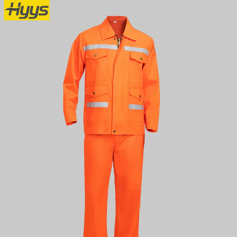 100% Conjunto de ropa de trabajo resistente al fuego de algodón de verano con tiras reflectantes de alta visibilidad Suministro de fábrica Ropa de trabajo personalizada