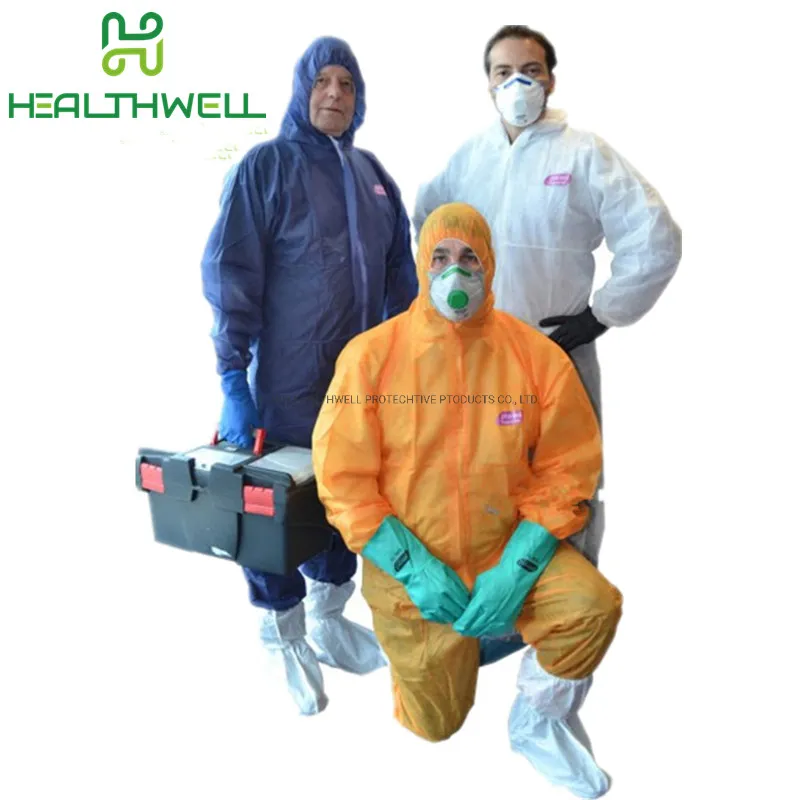Ropa de trabajo protectora desechable de materiales SBPP PP+PE SMS no tejida
