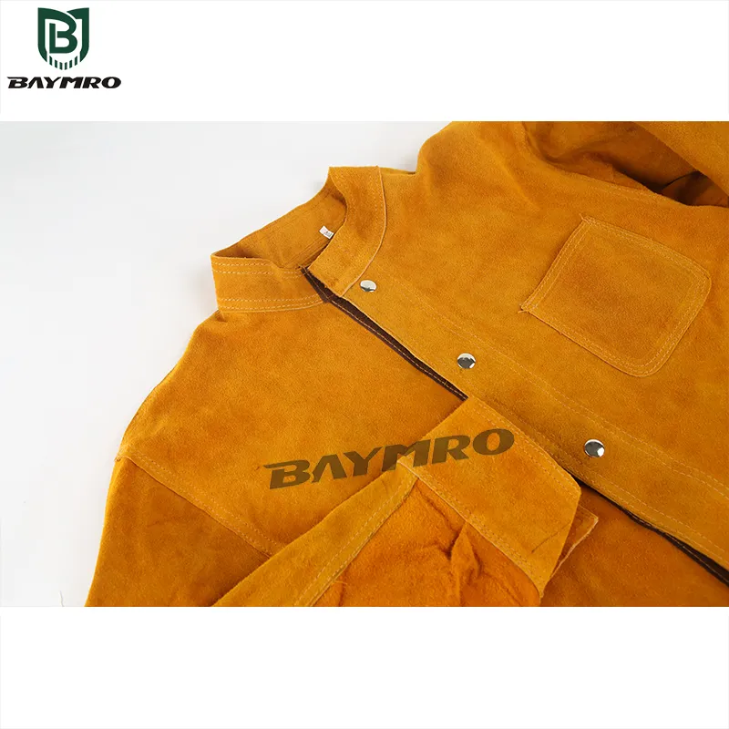 Ropa de trabajo protectora de cuero de vaca para soldadura, reversible, cubierta de botas, retardante de llama En11611