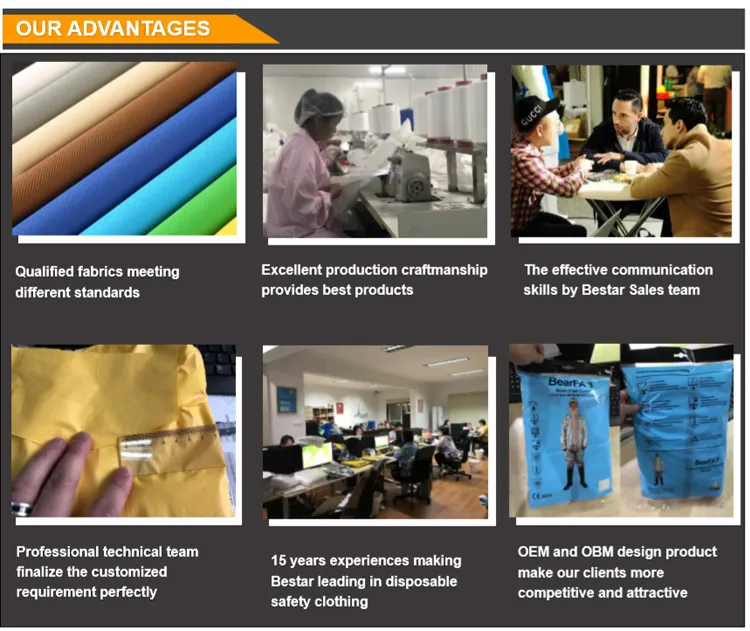 Nivel 2 AAMI PB70-2012 Ropa protectora desechable impermeable de CPE