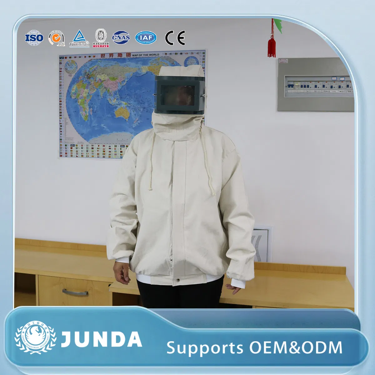 Ropa de trabajo arenada con casco, ropa protectora para arenado