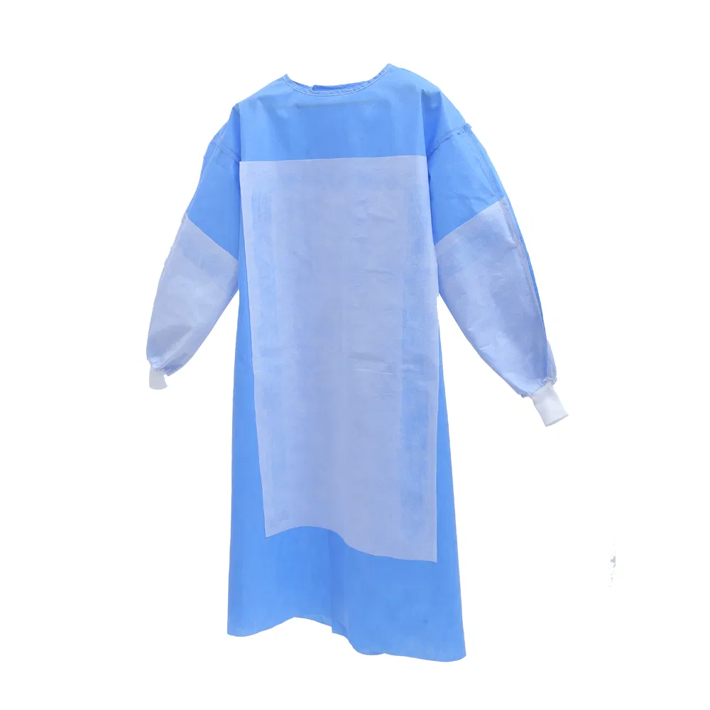 Ropa de aislamiento desechable no tejida en ropa de seguridad, impermeable, cubierta de PP PE SMS, bata quirúrgica protectora