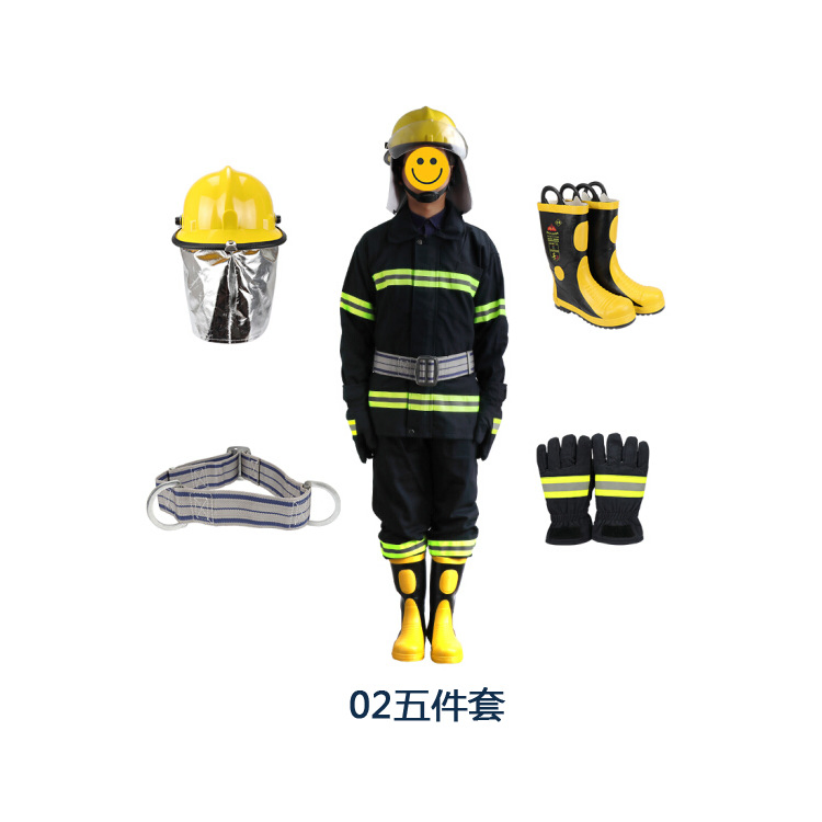 Conjunto de cinco piezas de ropa protectora resistente al fuego, retardante de llama y aislante térmico