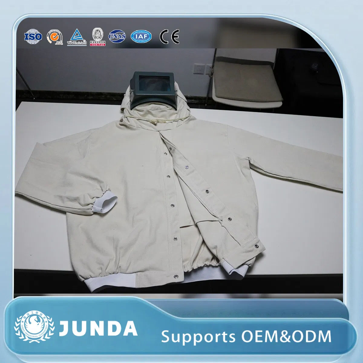 Ropa de trabajo arenada con casco, ropa protectora para arenado