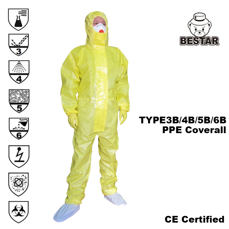 Ropa de trabajo overall de protección química ligera de China Bestar Tipo 3