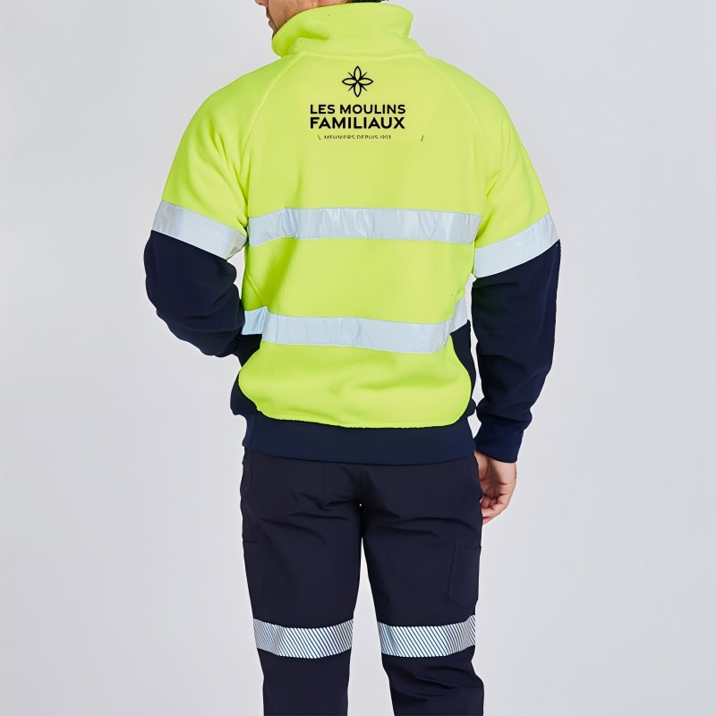 Camisa polo de manga larga con bloques de color reflectante para advertencia nocturna, construcción, ropa de trabajo protectora de saneamiento, se puede imprimir logo o bordado