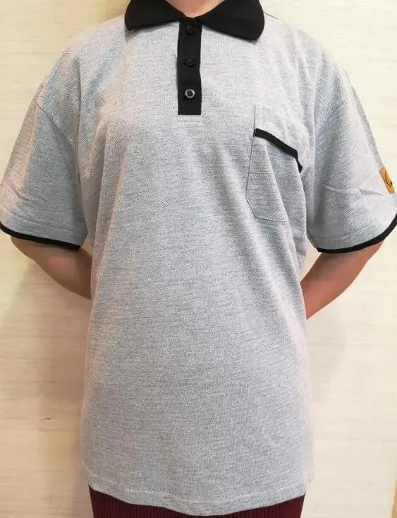 Ropa ESD para sala limpia, camiseta polo ESD, ropa antiestática