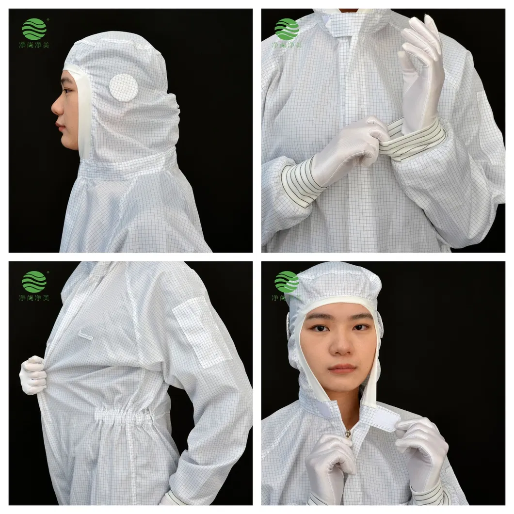 Fotos detalladas de la ropa antiestática