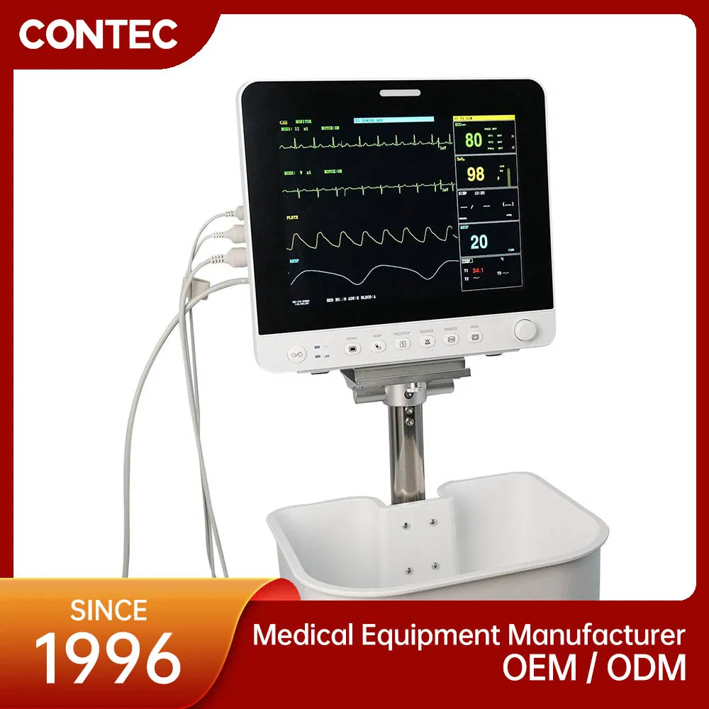 Contec Cms9100 Monitor de Paciente Portátil de Múltiplos Parâmetros ECG SpO2 NIBP para Exportação