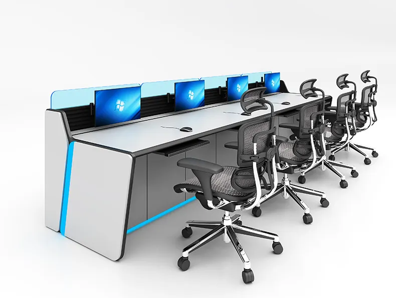 Console da Sala de Controle Central do Metrô - Base Reforçada e Estação de Monitoramento Resistente a Impactos