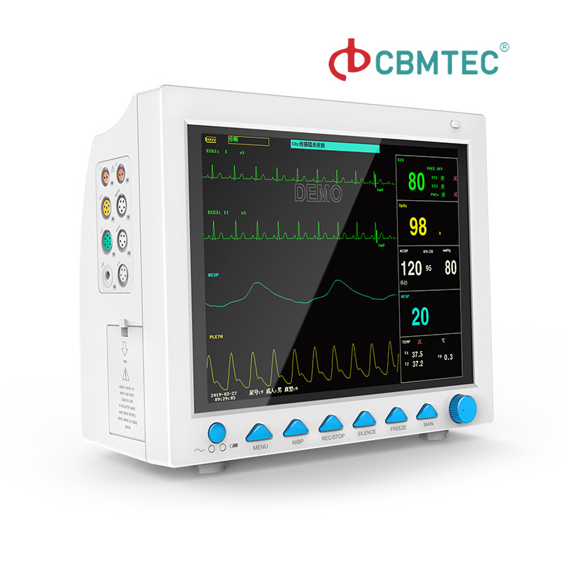 Monitor de Paciente Hospitalar Médico Portátil Multilíngue de Cama Seis Parâmetros Monitor de Pressão Arterial