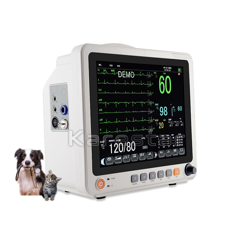 12.1 Monitor Multiparamétrico de Sinais Vitais ECG Portátil para Animais de Estimação Etco2 Monitor Veterinário