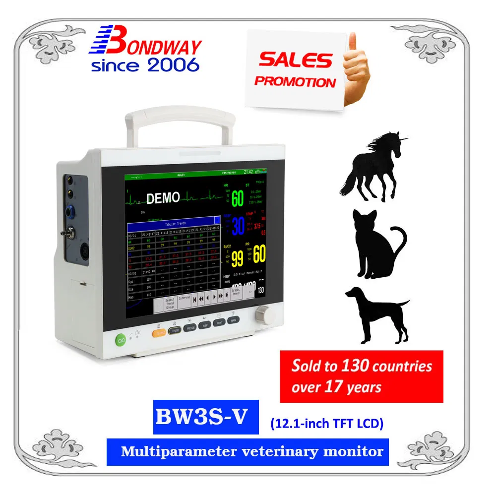 Monitor de Parâmetros Veterinários, Monitor de Pacientes Veterinários, Tela Grande, Sistema de Monitoramento de Pacientes