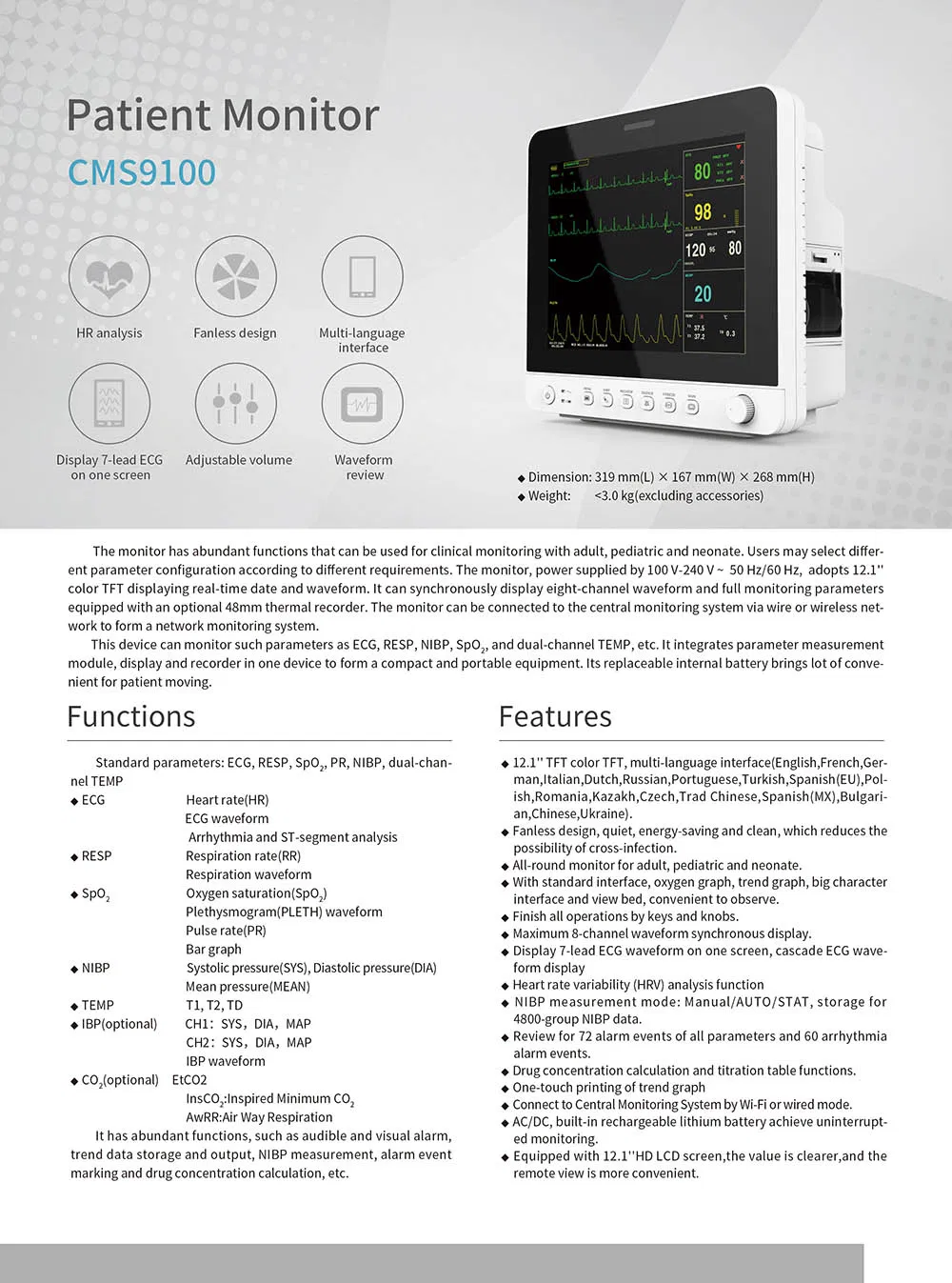 Monitor CMS9100 Vista Lateral
