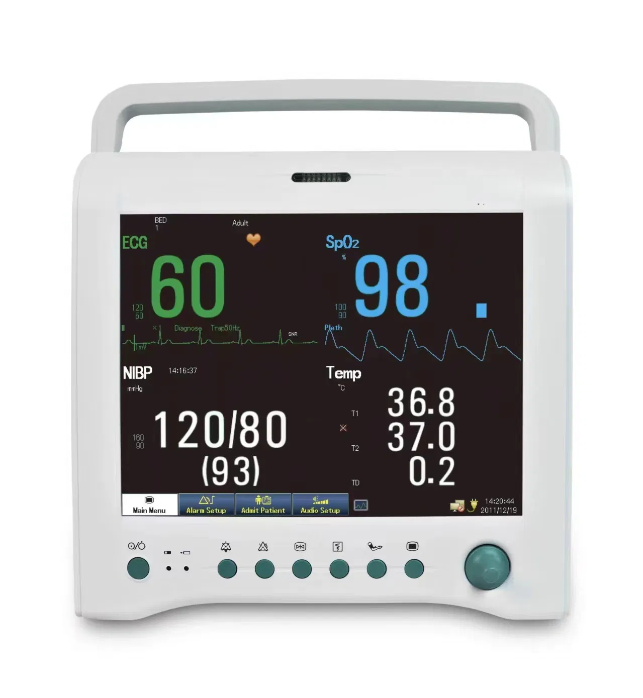 Monitor de Paciente Portátil Multiparamétrico Adulto e Neonatal para UTI ao Lado da Cama