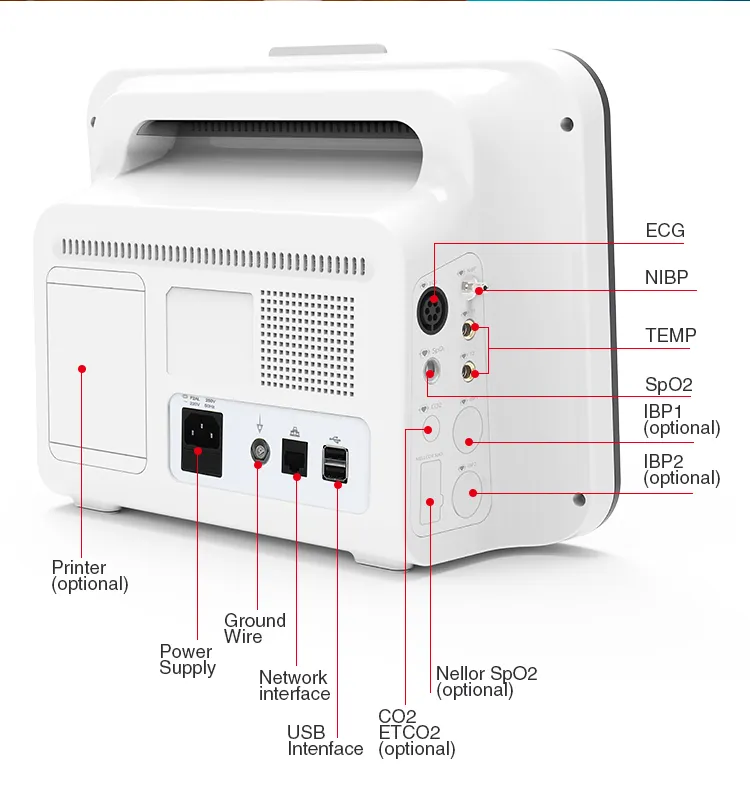 Monitor de Sinais Vitais Multiparamétrico Modular para Quarto de Paciente em UTI