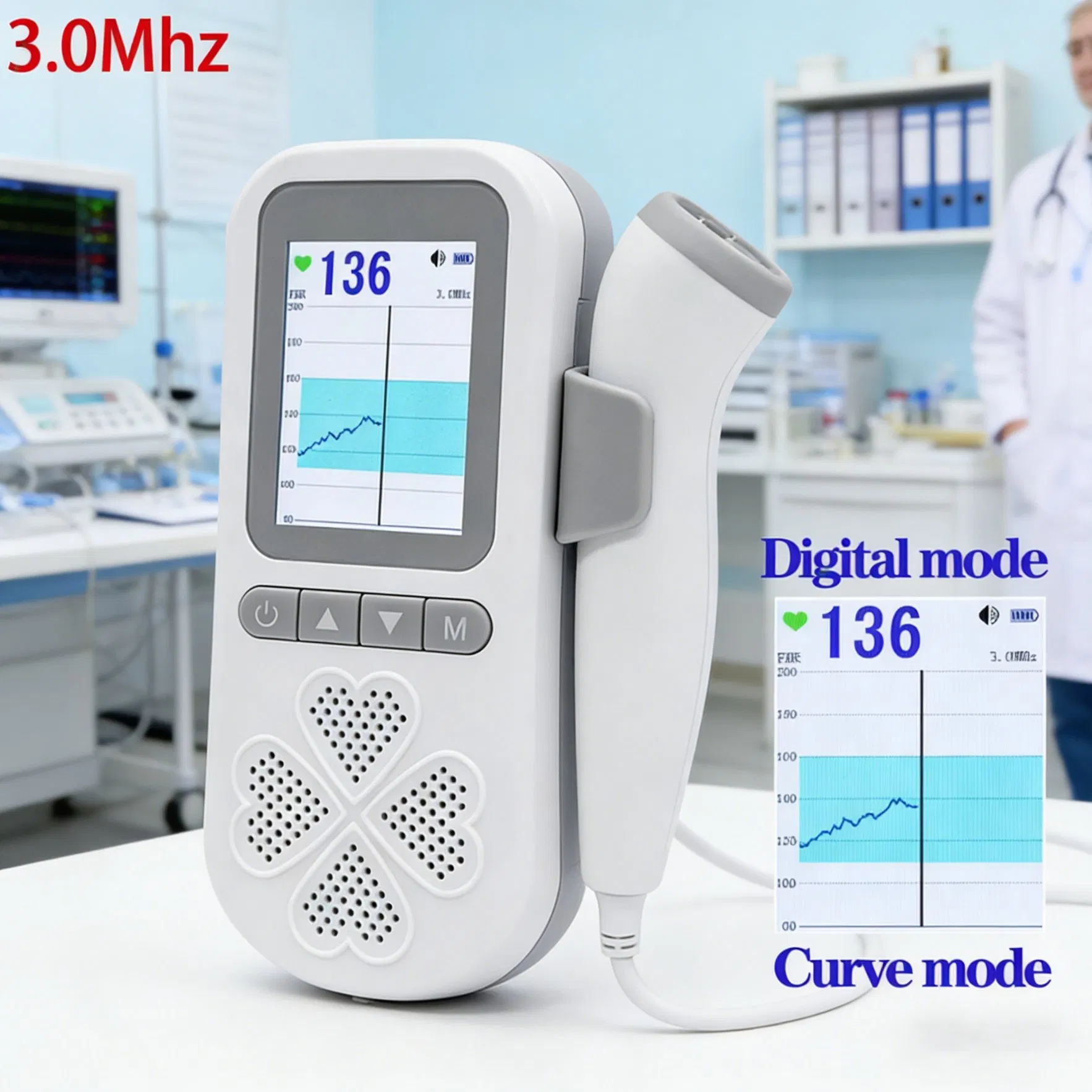 Monitor de Batimentos Cardíacos Fetal por Ultrassom Doppler Portátil para Monitoramento da Saúde Fetal e Materna