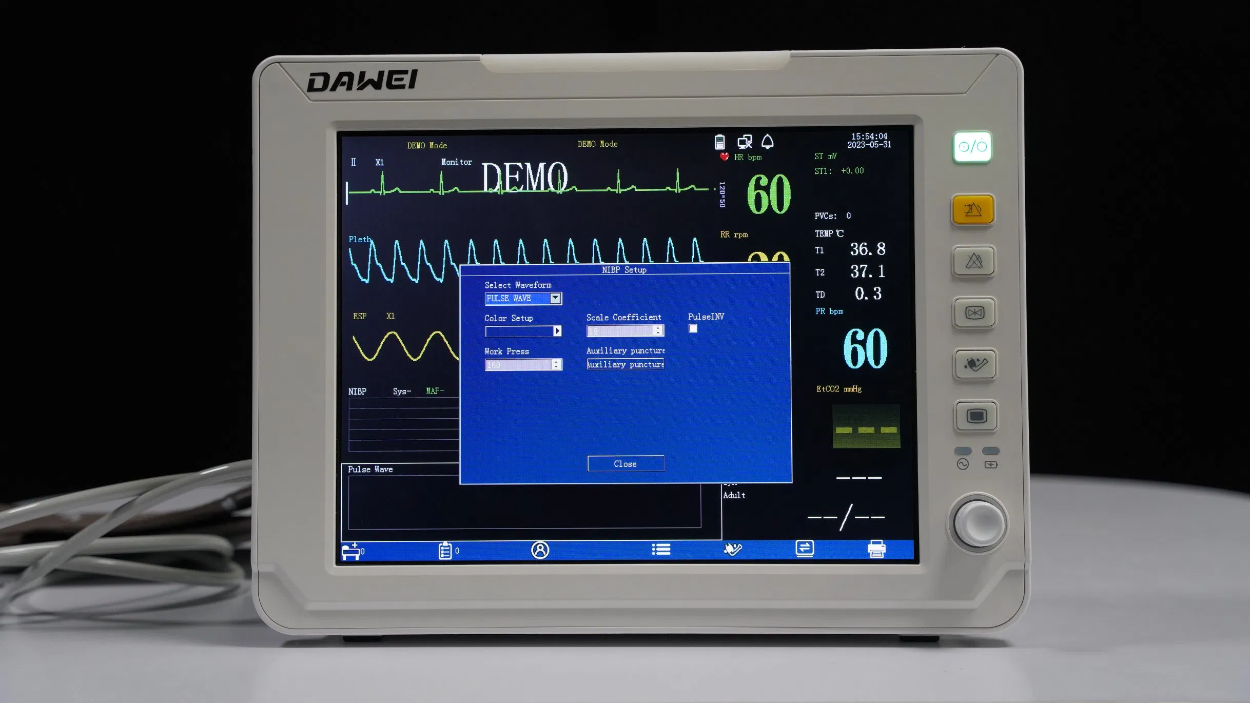 Monitor de Paciente Multicanal Portátil de Sinais Vitais ECG para UTI com 12.1&prime; &prime; Tela TFT Colorida para Adulto, Pediátrico e Neonatal