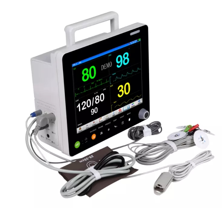 Aparelho Hospitalar de Emergência Multiparamétrico 15inch Monitor de Paciente Portátil com Tela Sensível ao Toque