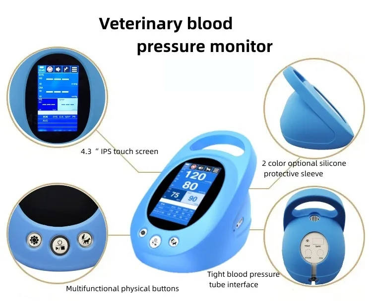 Vet8000 Monitor de Pressão Arterial com Tela Sensível ao Toque para Animais de Estimação para Tratamento em UTI e Emergência Veterinária
