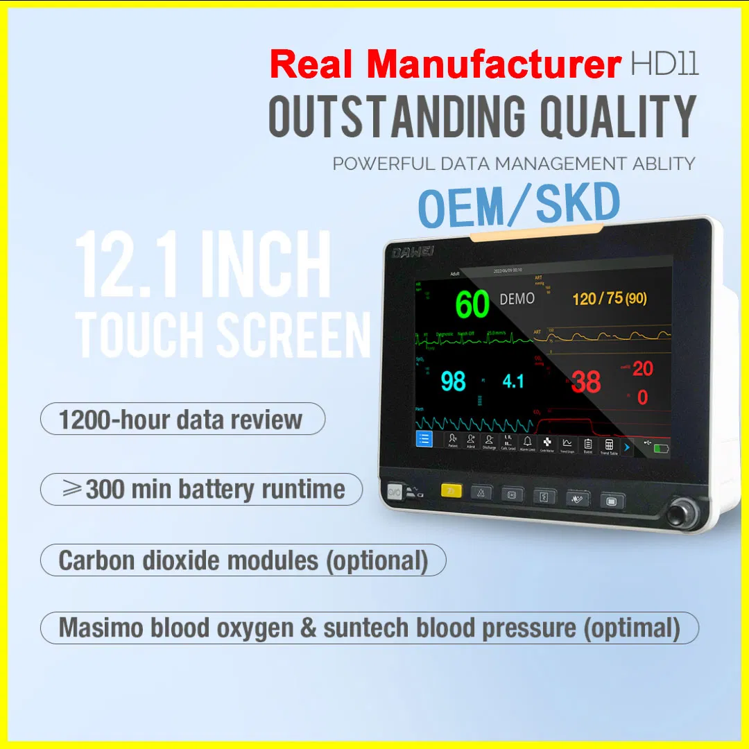 Fabricante de Monitor de Paciente Vital de Cama de UTI com Grande Tela Touch Screen com OEM/SKD