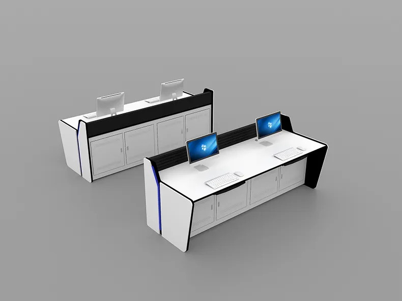 Console da Sala de Controle Central do Metrô - Base Reforçada e Estação de Monitoramento Resistente a Impactos
