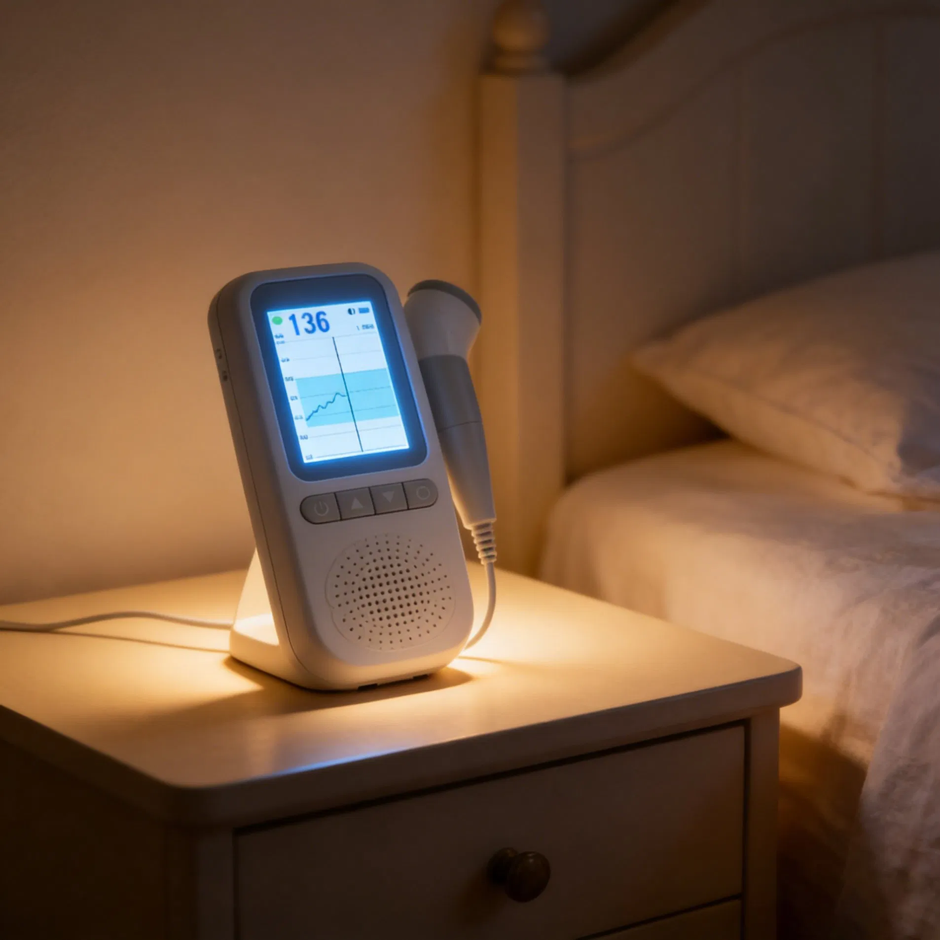 Monitor de Frequência Cardíaca Fetal Doppler Portátil Integrado com Monitor de Paciente Recarregável Durável para Uso em Casa e Clínica