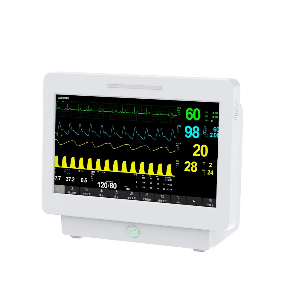 Monitor de Sinais Vitais de UTI, Ondas de ECG, Monitor Médico Multiparamétrico Portátil para CCU