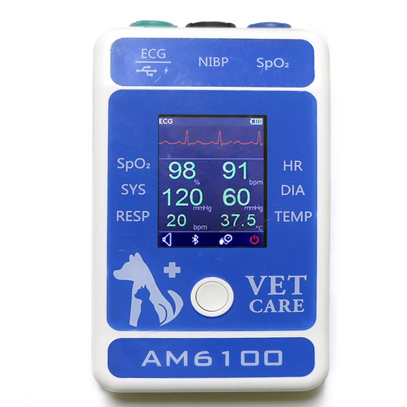 Berry Am6100 Monitor Multiparâmetro Etco2 para Pacientes Veterinários Hospital Animal Sinais Vitais Médicos Monitor de Pressão Arterial Cardíaco Multiparâmetro para Pacientes