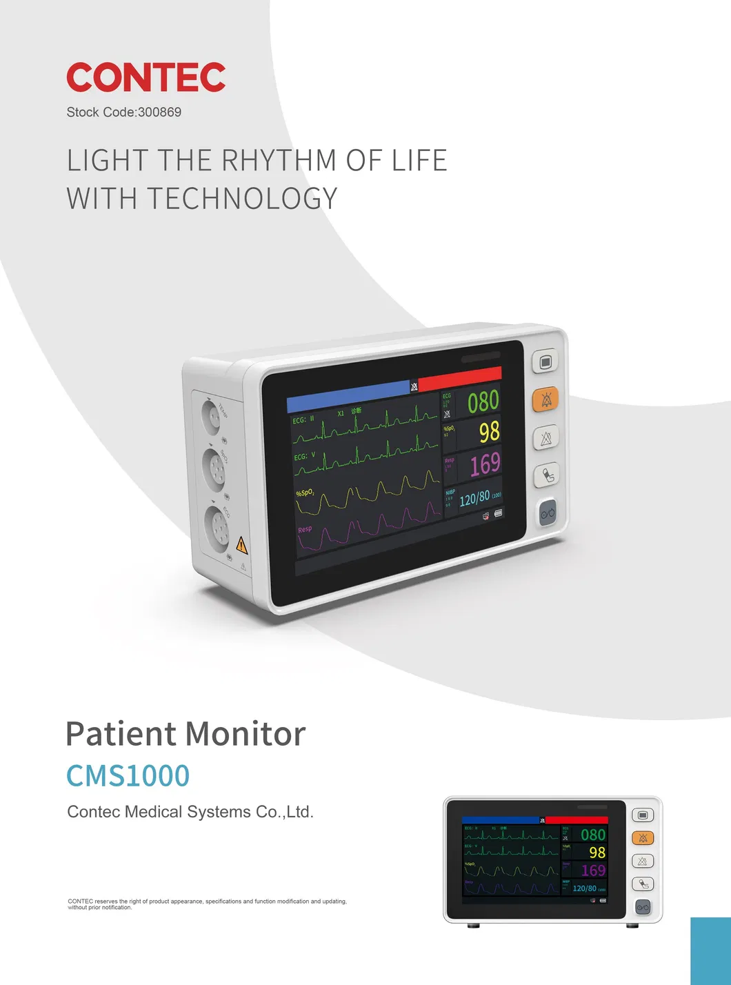 Monitor de Paciente Portátil de Sinais Vitais Hospitalares CMS1000
