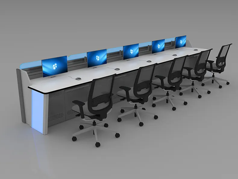 Console da Sala de Controle Central do Metrô - Base Reforçada e Estação de Monitoramento Resistente a Impactos