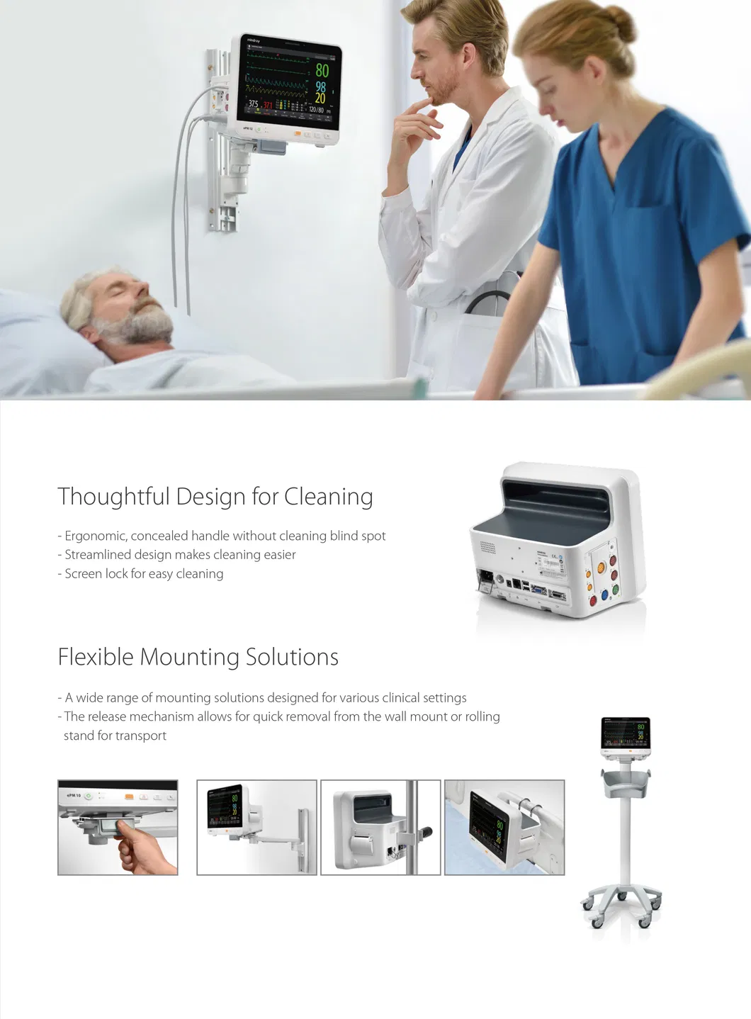 Mindray ePM10 Monitor de Sinais Vitais com Tela Sensível ao Toque para Hospital e Clínica Equipamento Médico