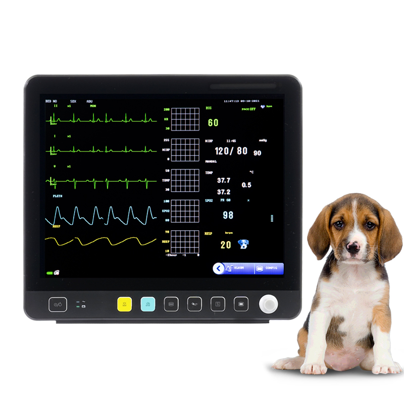 Equipamento de Clínica Hospitalar Veterinária Multiparamétrica Monitor de Pressão Arterial Monitoramento de Sinais Vitais em UTI Monitor de Paciente