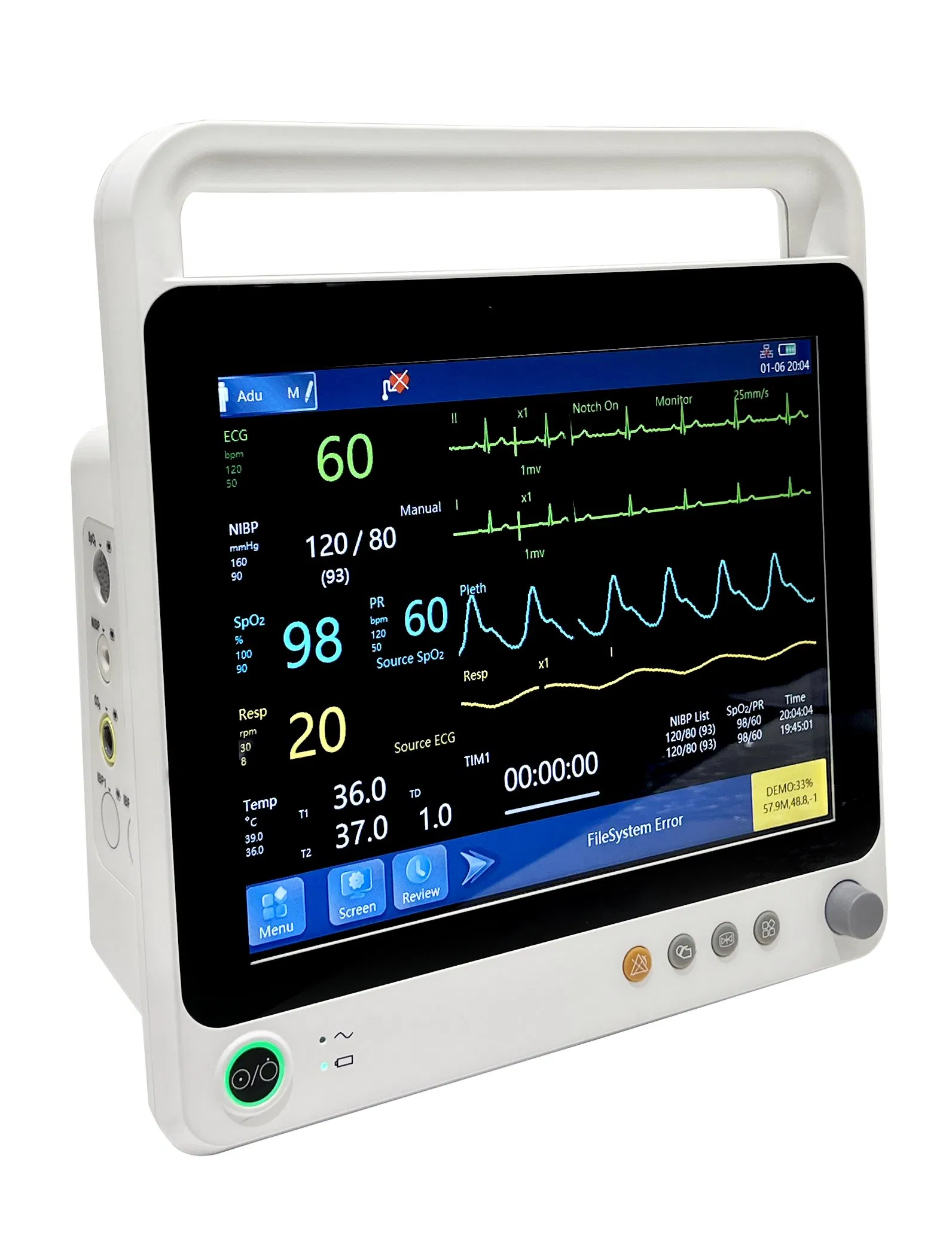Monitor de Paciente Tela Sensível Resp IBP NIBP UTI IBP ECG SpO2 Função