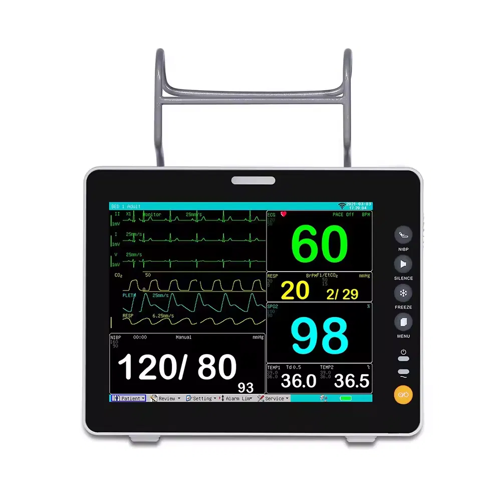 Fabricante de Guangzhou Melhor Qualidade 12 12.1 Polegada Grande Fonte Cálculo de Medicamentos Monitor de Paciente para Hospital UTI Ambulância