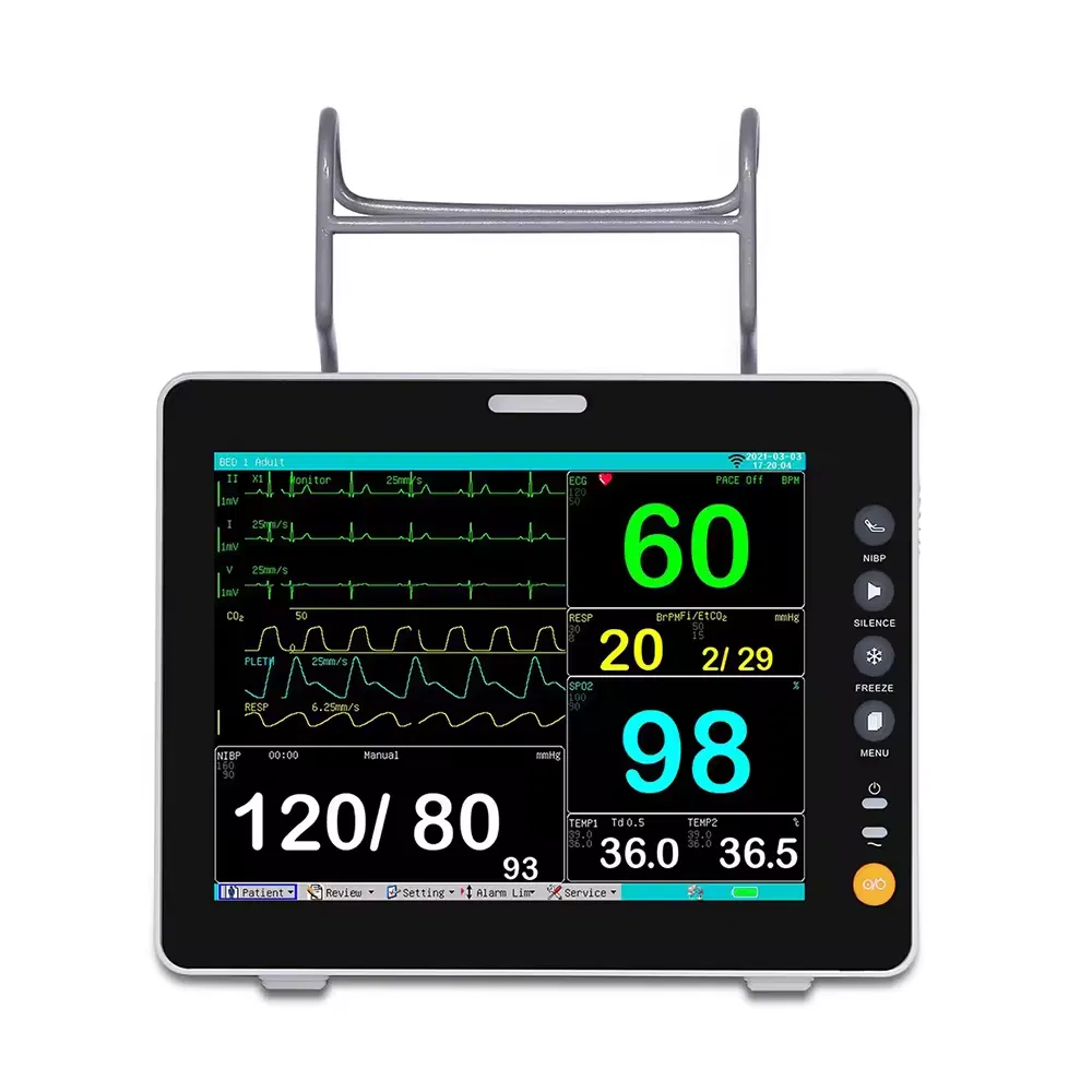 Fabricante de Guangzhou Melhor Qualidade 12 12.1 Polegada Grande Fonte Cálculo de Medicamentos Monitor de Paciente para Hospital UTI Ambulância