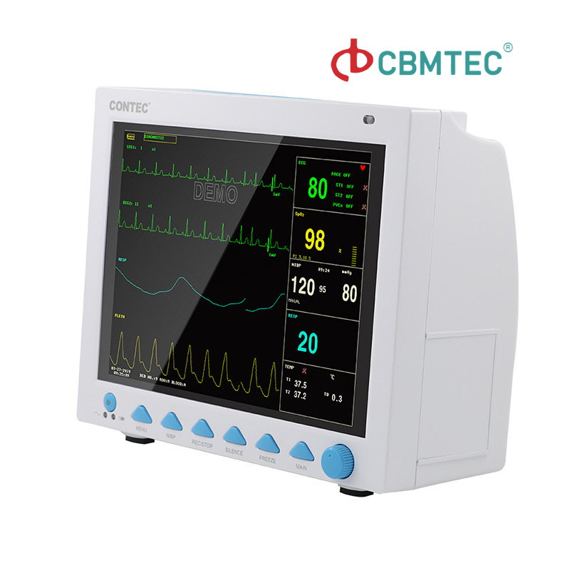 Monitor de Paciente Hospitalar Médico Portátil Multilíngue de Cama Seis Parâmetros Monitor de Pressão Arterial