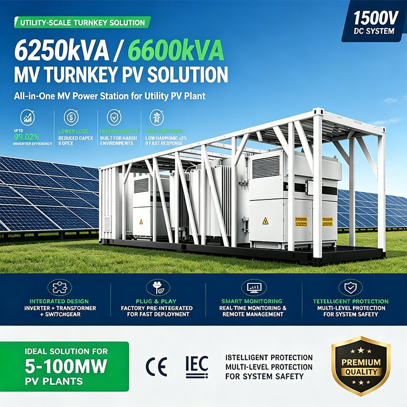 6250kVA 6600kVA Estação Inversora Central de Alta Potência Transformador Elevador 10kv 35kv Saída Mv para Projetos de Geração de Energia Fotovoltaica em Grande Escala