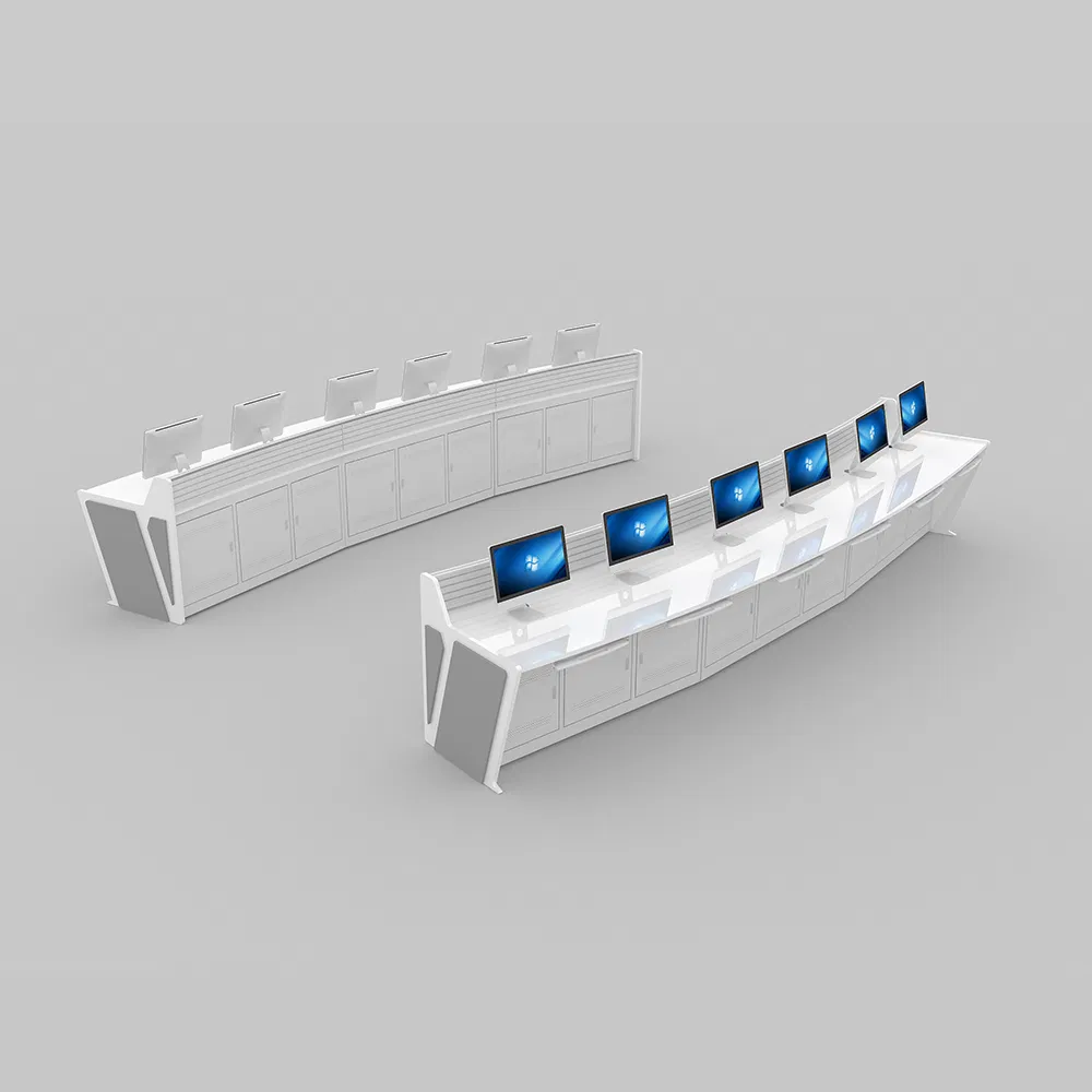 Console da Sala de Controle Central do Metrô - Base Reforçada e Estação de Monitoramento Resistente a Impactos