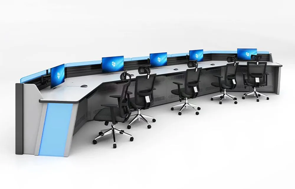 Console da Sala de Controle Central do Metrô - Base Reforçada e Estação de Monitoramento Resistente a Impactos